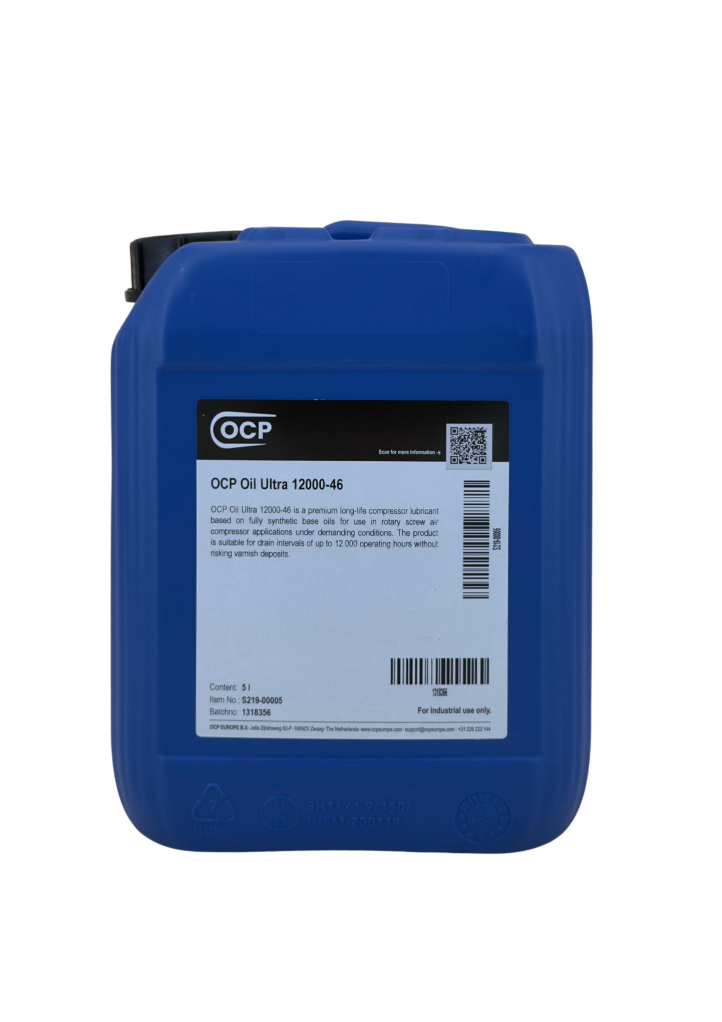 OCP Oil Prime 12000-46 5 L jerrycan, front label